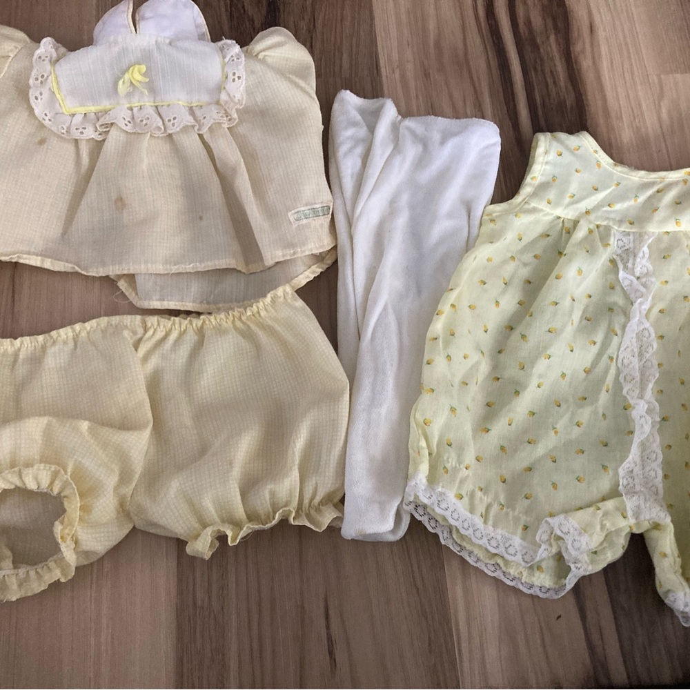 Cabbage Patch Kids Vintage Yellow  Dress Bloomers Floral Jumper